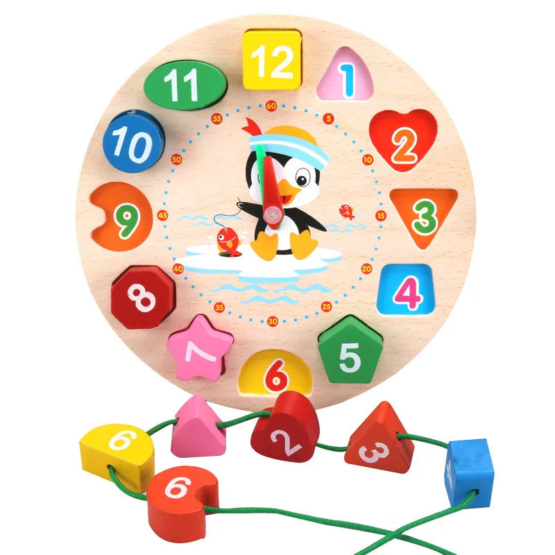 Jouet horloge puzzle en bois pour enfants, jouet d'apprentissage éducatif