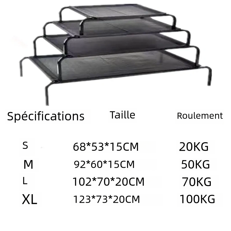 Lit surélevé multifonctions pour chien, en tissu mesh respirant, et lavable