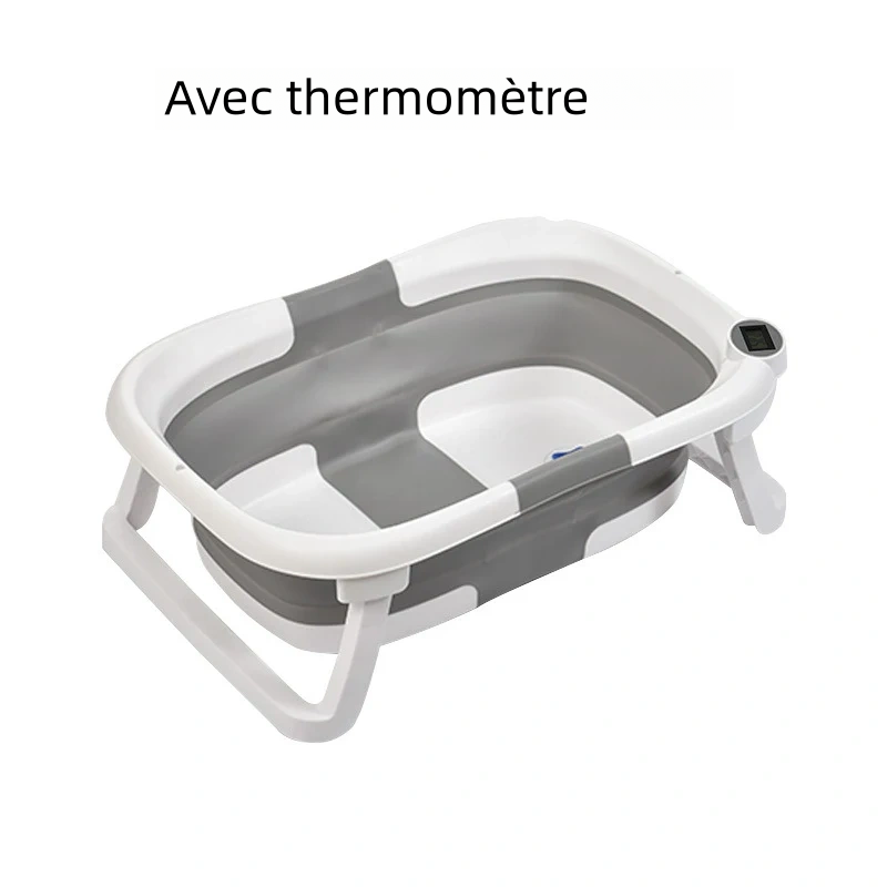 Foldable Silicone Baby Bathtub with Real-Time Temperature Detection and Non-Slip Bottom