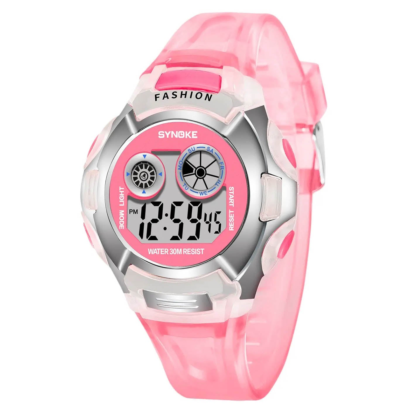 Montre pour enfants étanche, fonctionnalités multiples, lumineuse à sept couleurs