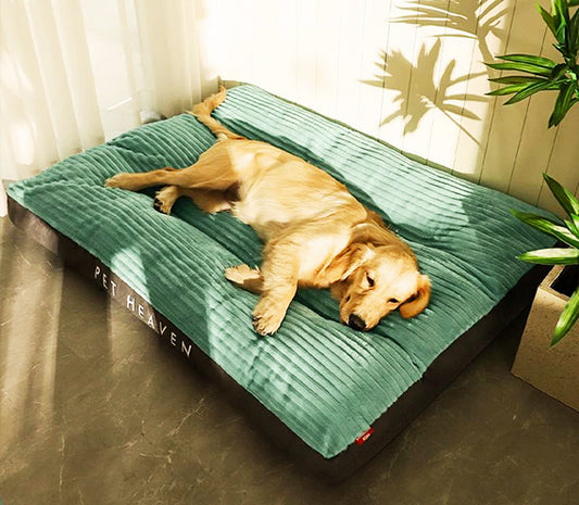 Matelas de sommeil pour animaux en peluche épaisse en coton côtelé