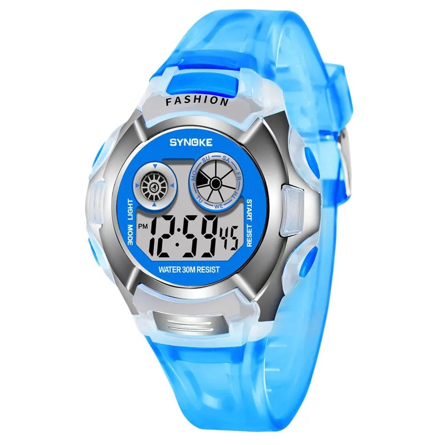 Montre pour enfants étanche, fonctionnalités multiples, lumineuse à sept couleurs