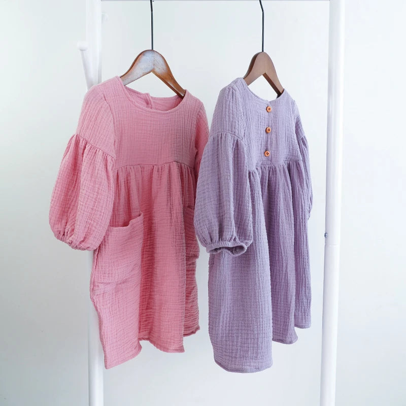 Vêtements pour enfants filles en coton biologique pour l'automne et le printemps