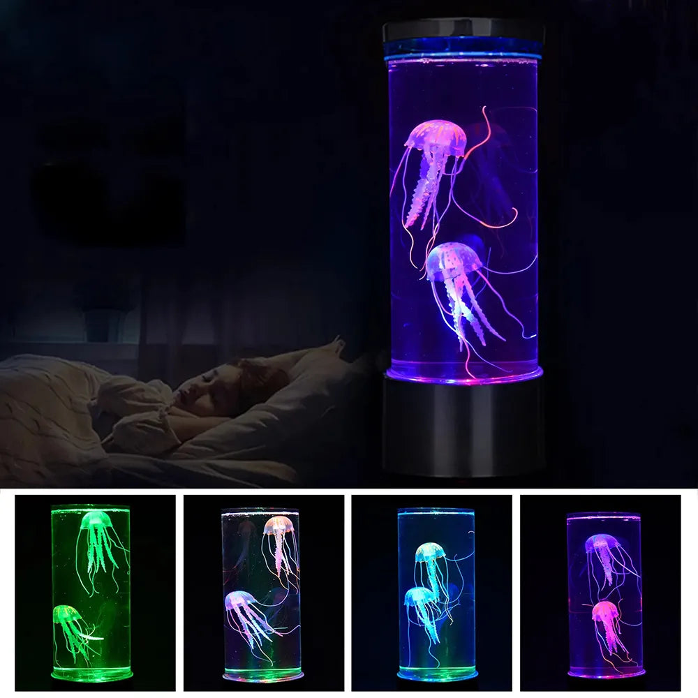 Décoration lampe LED aquarium de méduses fantaisie, veilleuse pour enfant