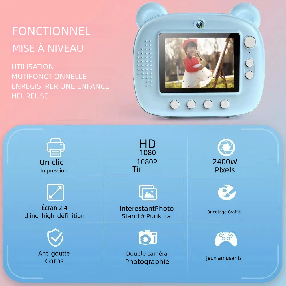 Appareil photo numérique pour enfants avec impression instantanée