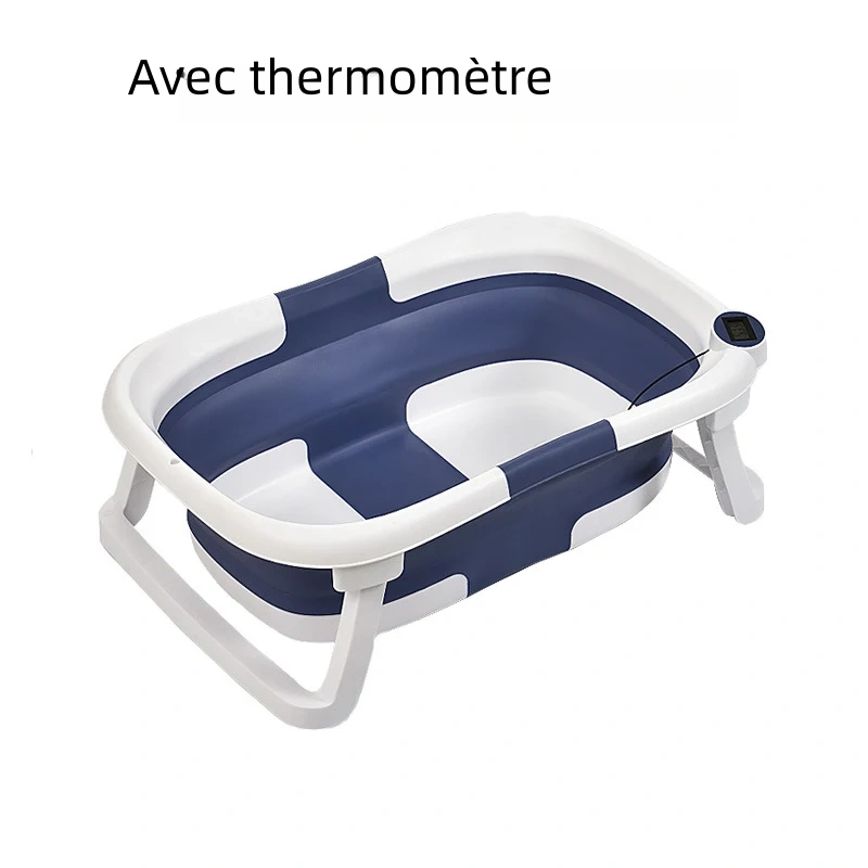 Foldable Silicone Baby Bathtub with Real-Time Temperature Detection and Non-Slip Bottom