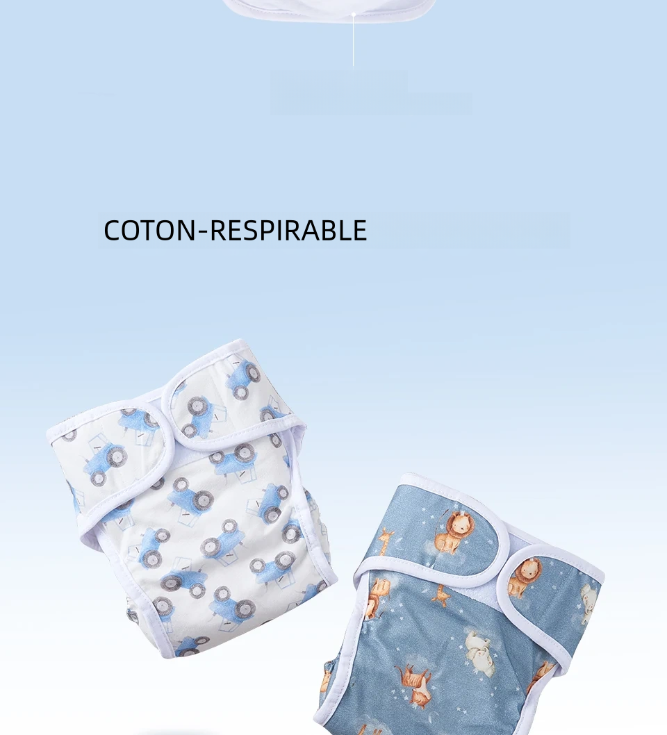 Couches réutilisable tissu en coton crochet et boucle ajustable imperméable