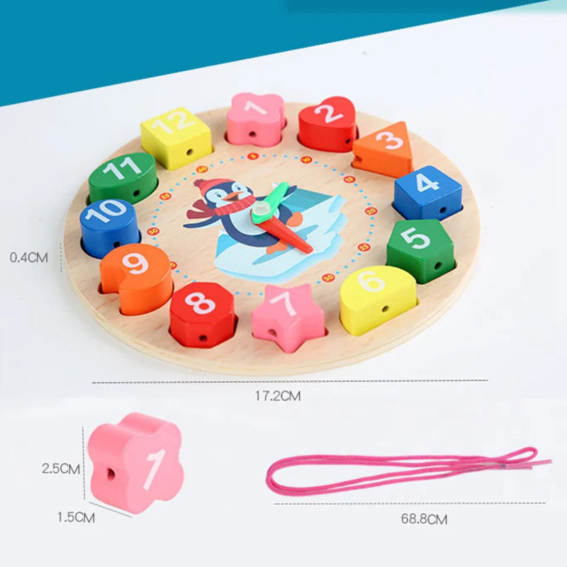 Jouet horloge puzzle en bois pour enfants, jouet d'apprentissage éducatif