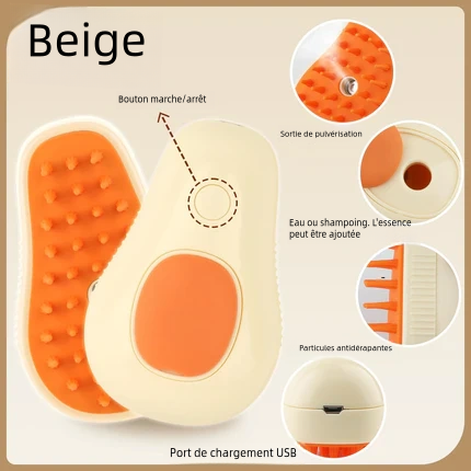 Brosse 3-en-1 pour animaux de compagnie avec brosse à vapeur pour chats et  chiens