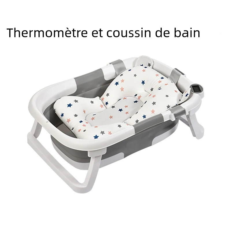 Foldable Silicone Baby Bathtub with Real-Time Temperature Detection and Non-Slip Bottom