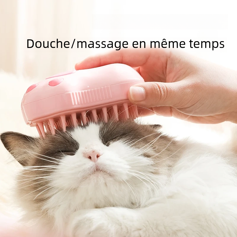 Brosse 3-en-1 pour animaux de compagnie avec brosse à vapeur pour chats et  chiens