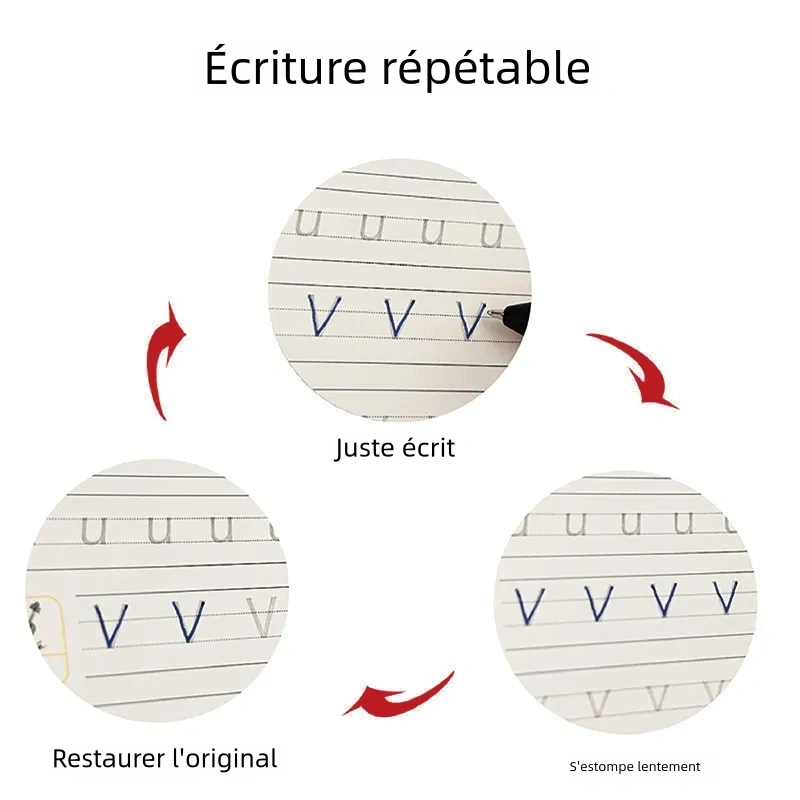 Livre de copie magique avec stylo, 4 Livres, essuyage gratuit