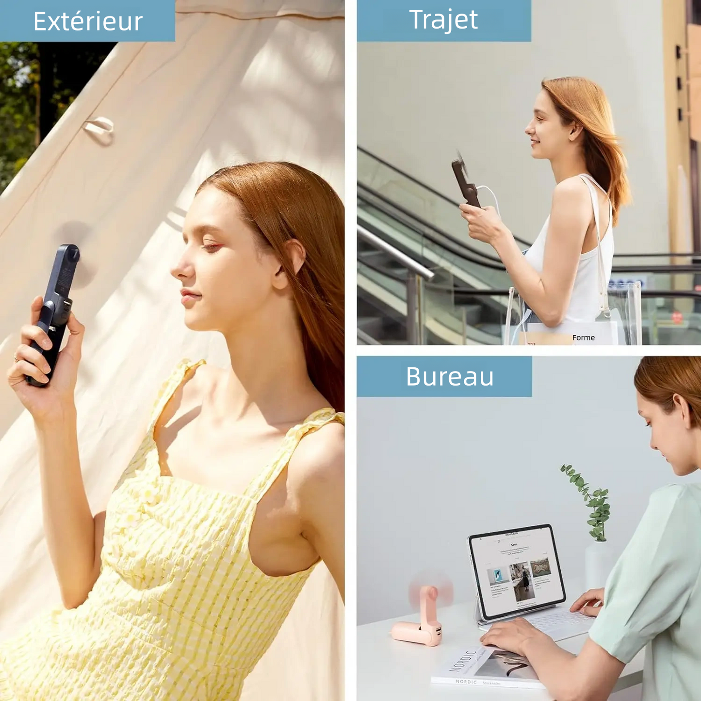 Ventilateur de poche portable 3 en 1 à main