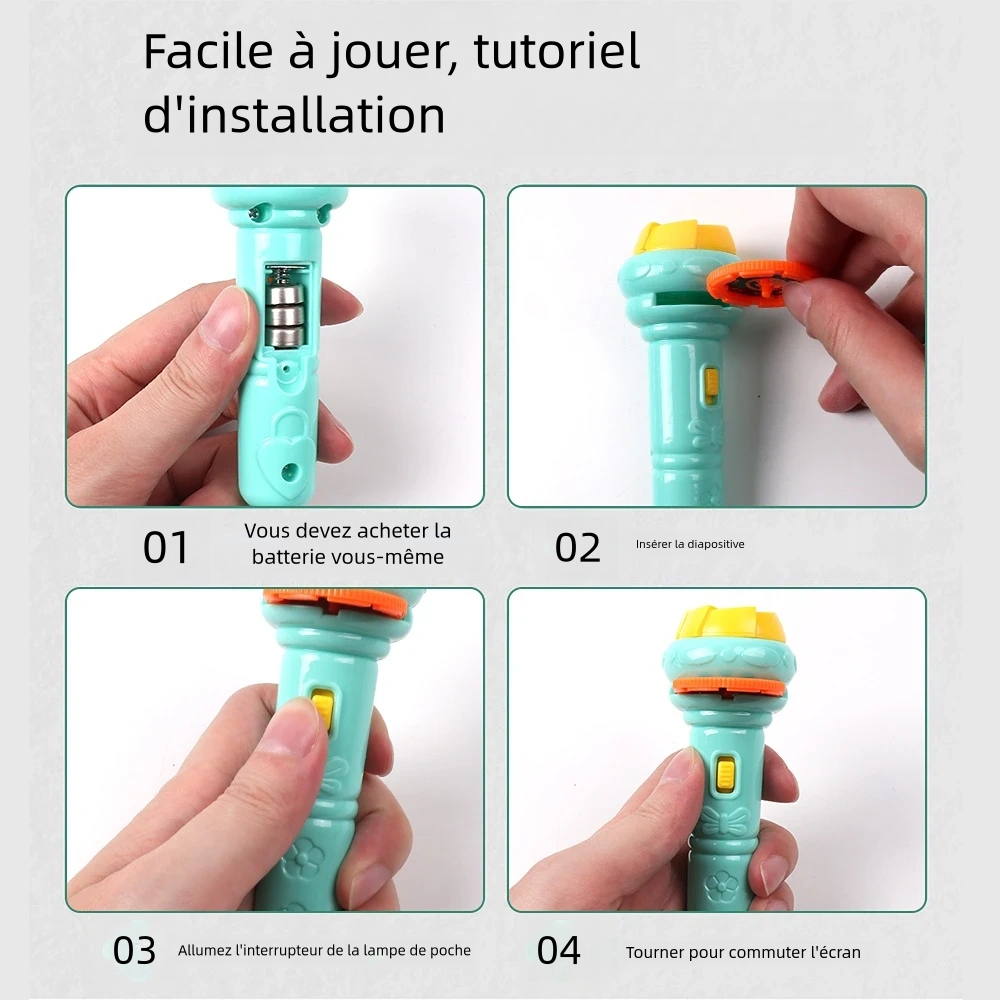 Jouet amusant éducatif, Torche de projecteur de diapositives