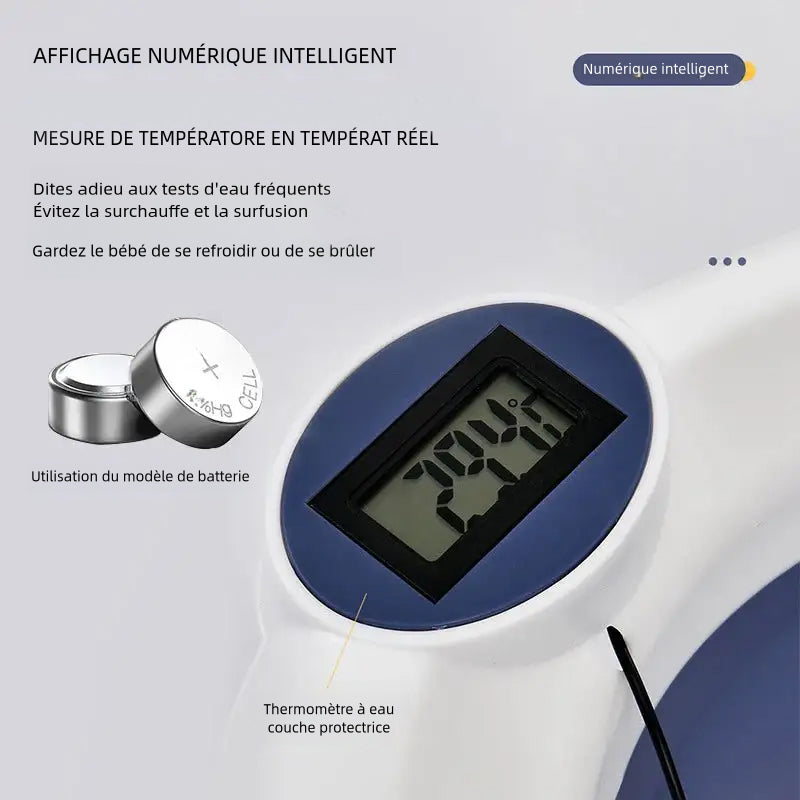 Foldable Silicone Baby Bathtub with Real-Time Temperature Detection and Non-Slip Bottom