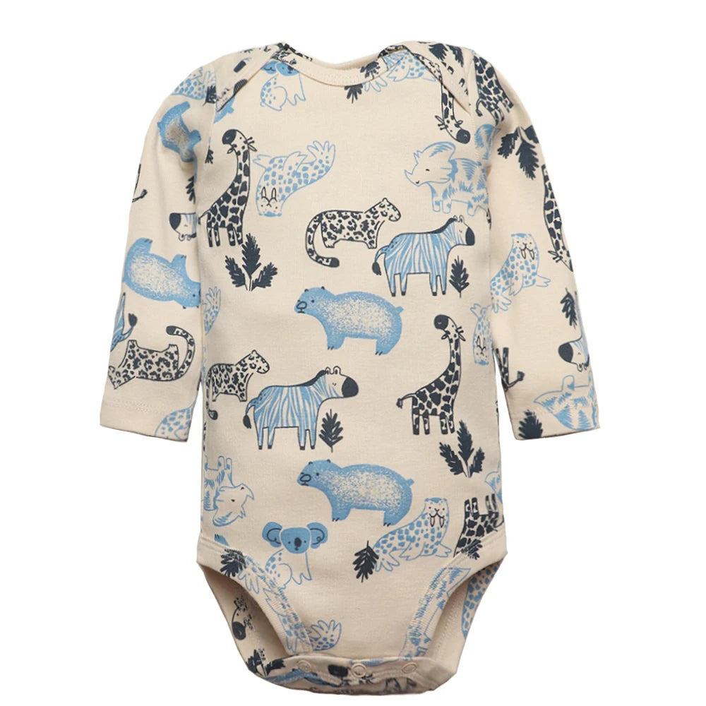 6 PCS/Lot - 100% Cotton Unisex Long Sleeve Baby Bodysuit