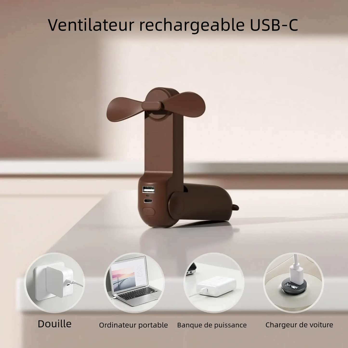 Ventilateur de poche portable 3 en 1 à main