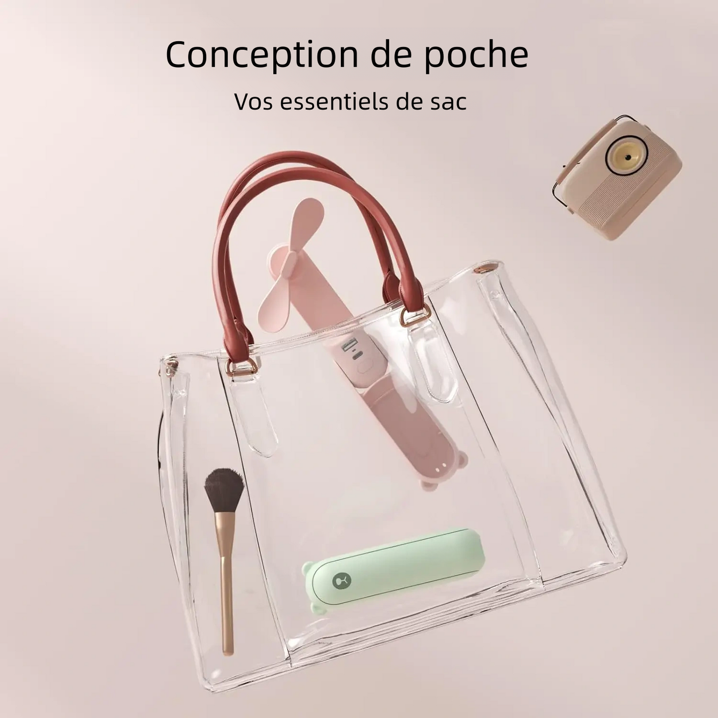 Ventilateur de poche portable 3 en 1 à main