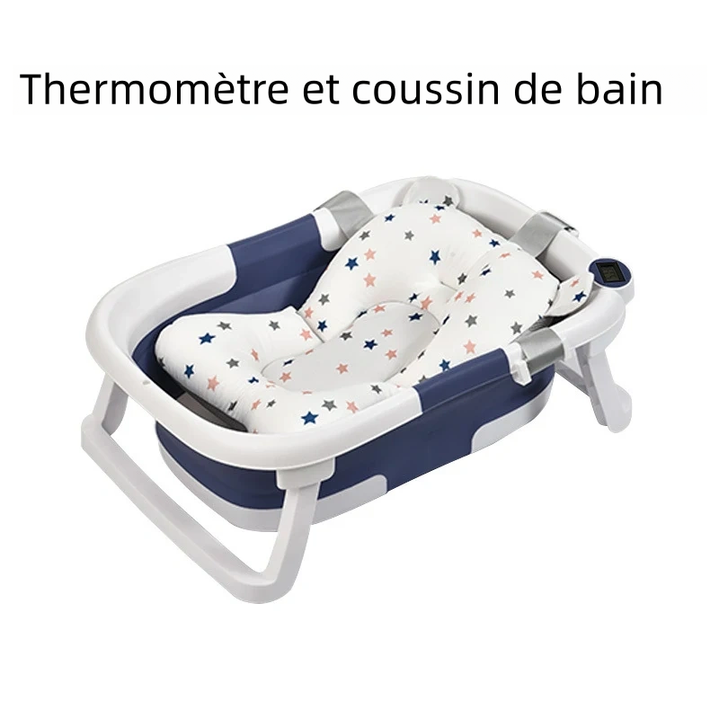 Foldable Silicone Baby Bathtub with Real-Time Temperature Detection and Non-Slip Bottom
