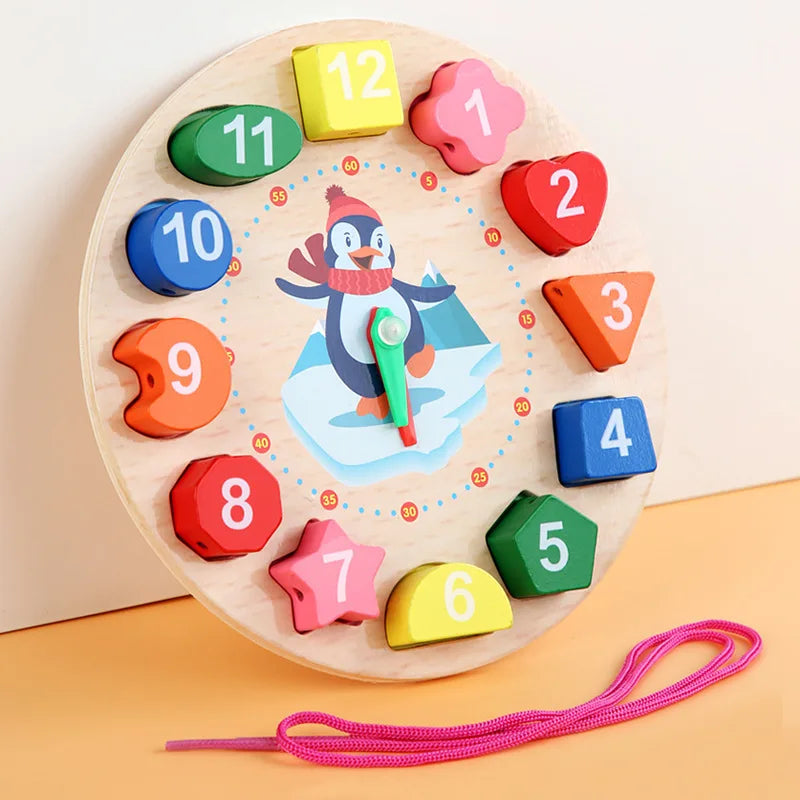 Jouet horloge puzzle en bois pour enfants, jouet d'apprentissage éducatif