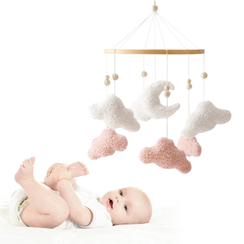 Mobile Suspendu Musical en Bois – Oursons Câlins pour Berceau Bébé