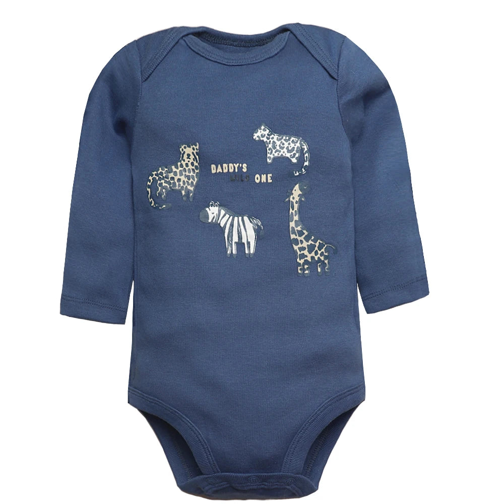 6 PCS/Lot - 100% Cotton Unisex Long Sleeve Baby Bodysuit