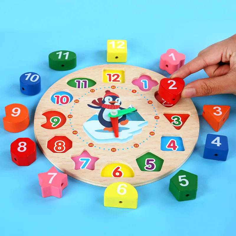 Jouet horloge puzzle en bois pour enfants, jouet d'apprentissage éducatif
