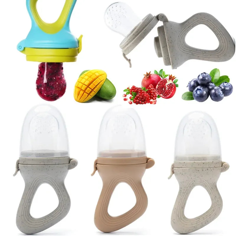 Silicone fruit bottle with lid, soothes gums