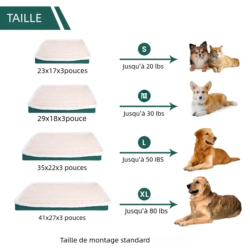 Durable matelas amovible et lavable pour chien avec fermeture éclair