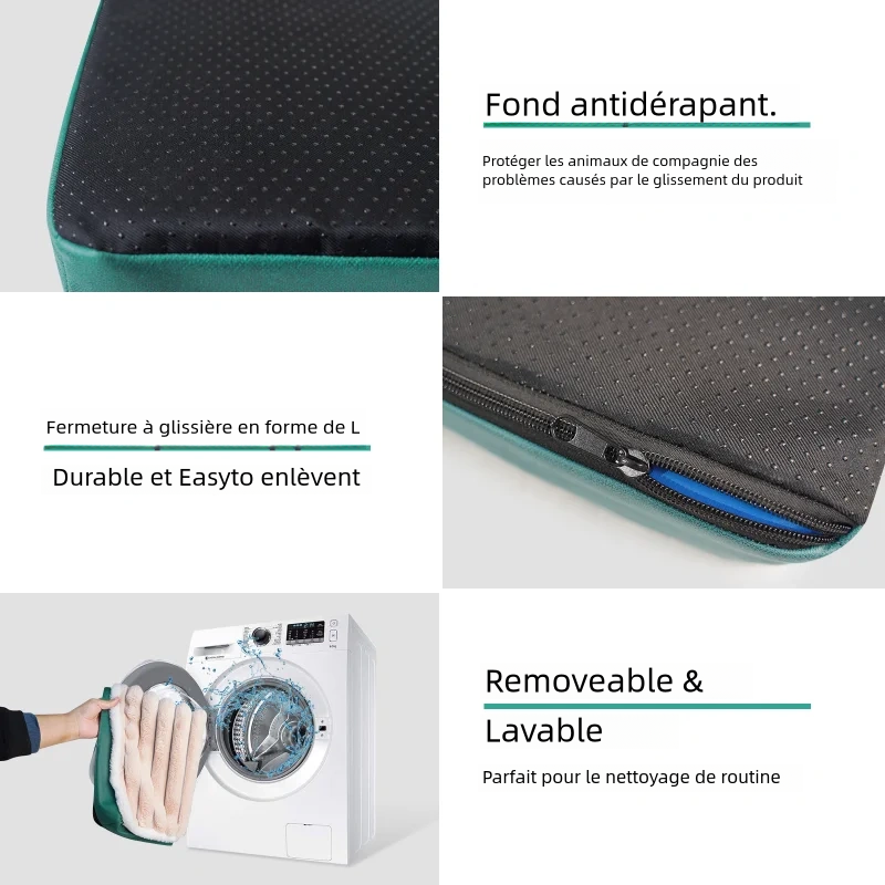 Durable matelas amovible et lavable pour chien avec fermeture éclair