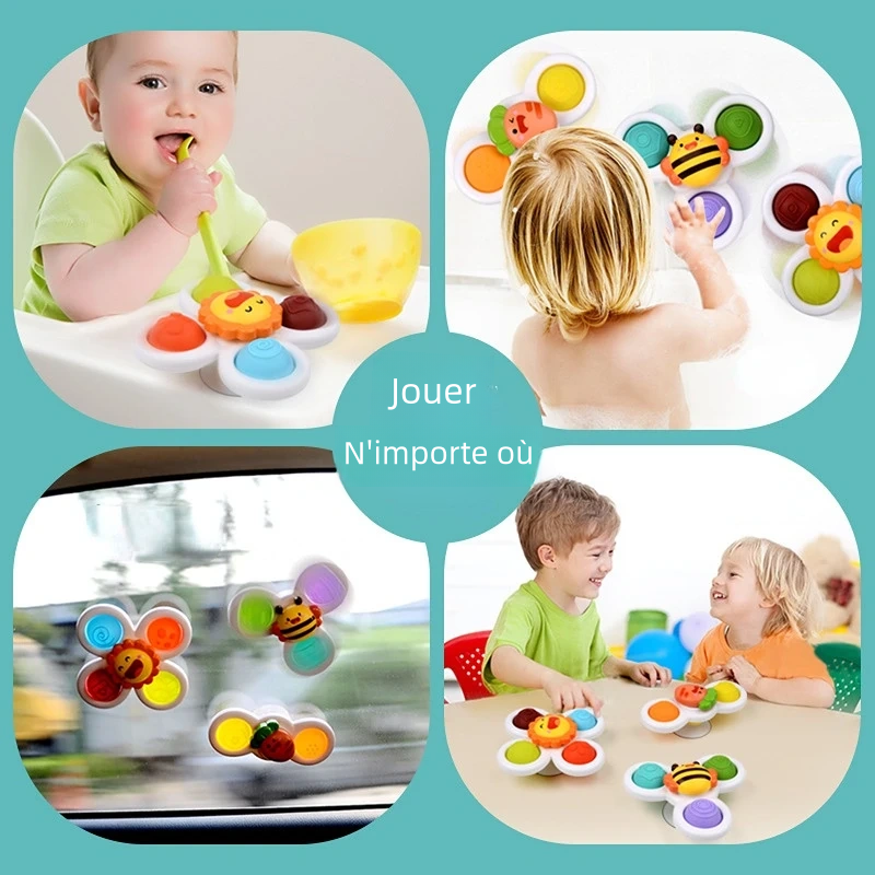 3 pièces ventouses toupie jouet pour enfant