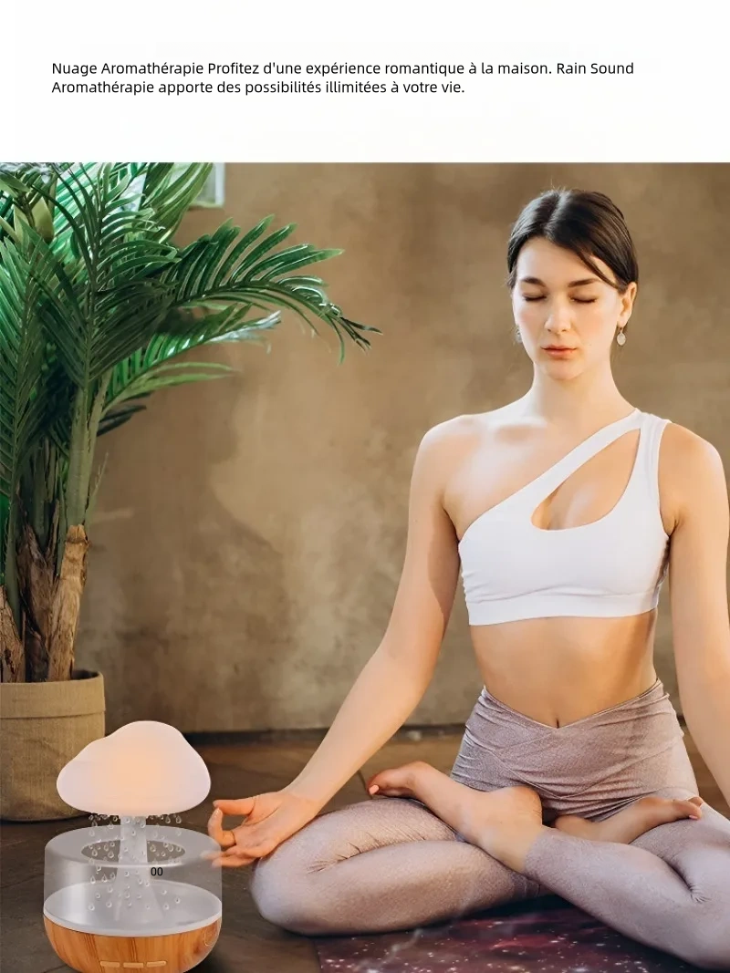 Humidificateur intelligent en forme de champignon avec des gouttes d'eau colorées pour toute la famille