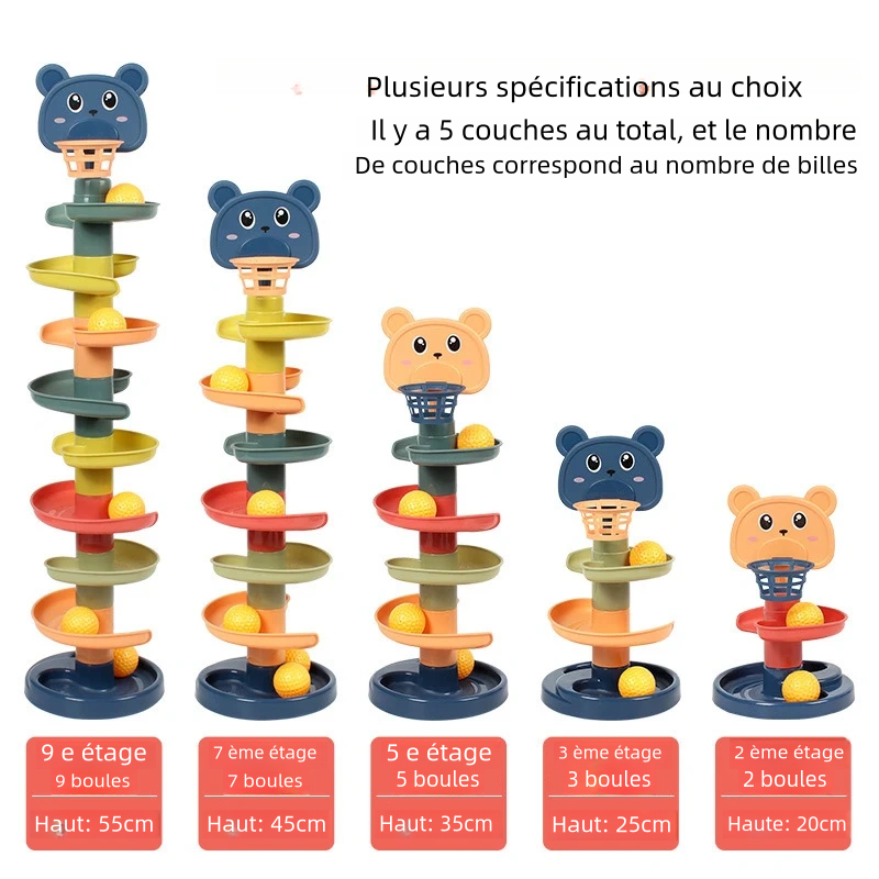 Tour d'empilement de balles roulantes coulissantes éducatif