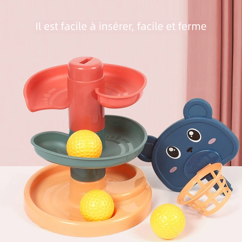 Tour d'empilement de balles roulantes coulissantes éducatif