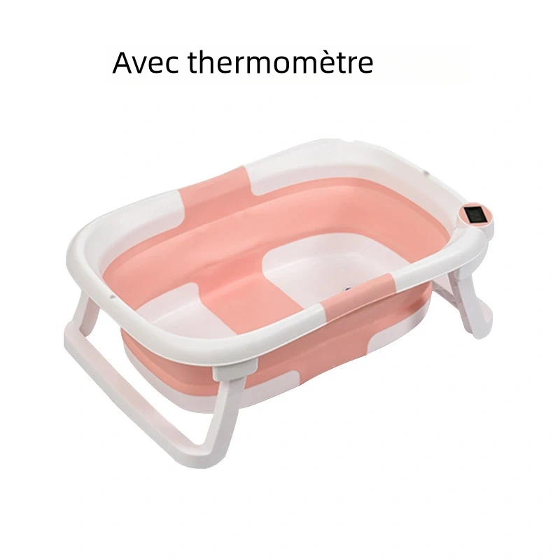 Foldable Silicone Baby Bathtub with Real-Time Temperature Detection and Non-Slip Bottom