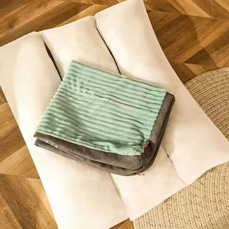 Matelas de sommeil pour animaux en peluche épaisse en coton côtelé