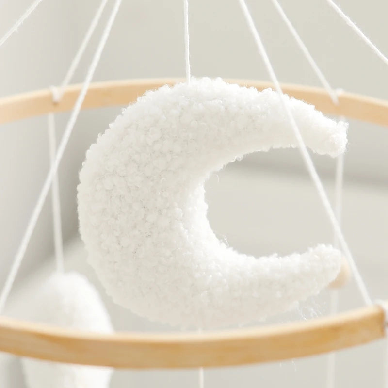 Mobile Suspendu Musical en Bois – Oursons Câlins pour Berceau Bébé